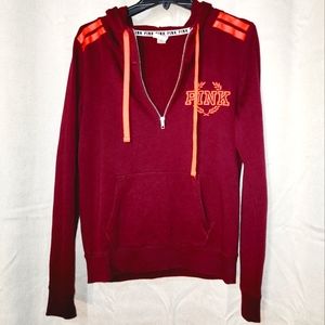 PINK by VS size Medium half zip hooded sweatshirt w/drawstrings/embroidery